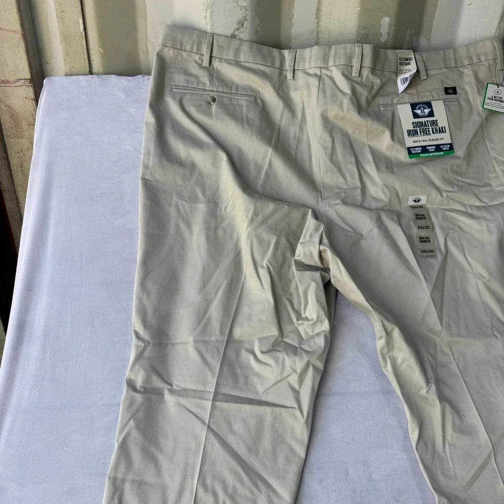 Dockers Signature Iron Free Khaki Pants Mens 54x30 Olive Green Classic Fit
